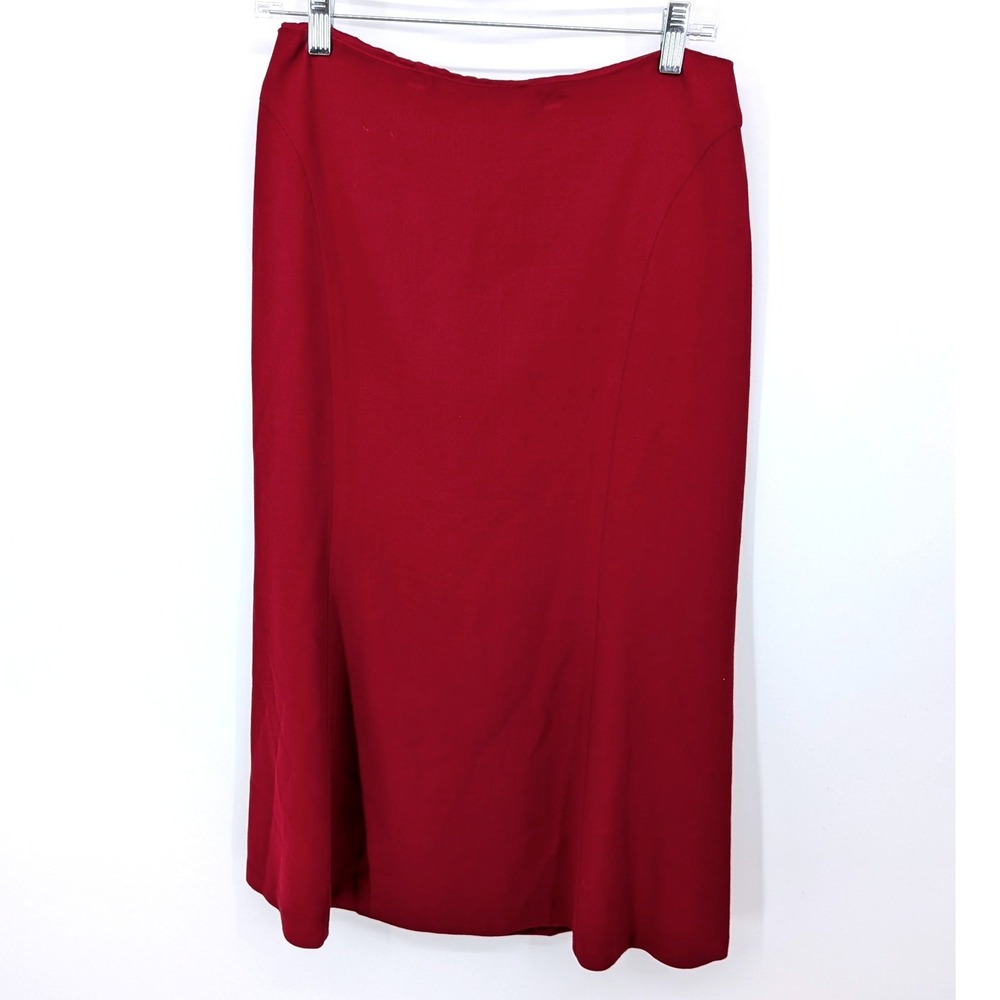 Ann Taylor Loft Midi Skirt Women 4 Red Wool Blend Professional Office Holiday